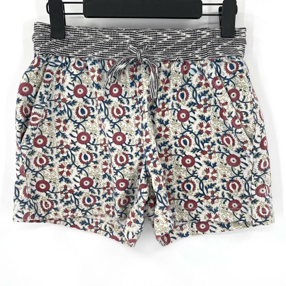 Dylan Edan Shorts Elastic Waist Drawstring 100% Cotton Women XS White Blue Mauve